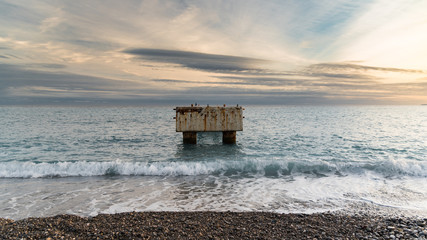 Sunset on the Bay of Angels in Nice, France