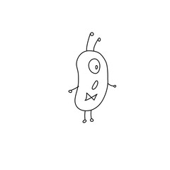 Cute funny alien. Design element, icon on the theme of UFO, space. Doodles vector illustration
