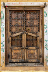 Vintage doors of traditional houses in Rajasthan in India