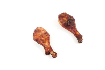 roasted chicken leg isolated on white background.