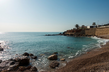 The coast in Vinaroz on a clear day, Costa Azahar