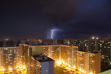 Thunder and lightning over the night city