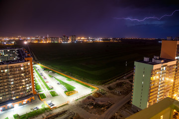 Thunder and lightning over the night city