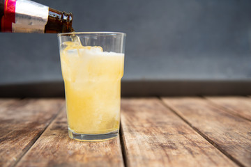 Filled with a beer from the bottle.