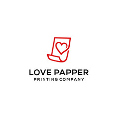 creative modern paper with heart Love vector logo Decorative design 