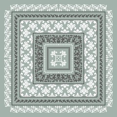 Square frame set template. Bandana with vintage ornament