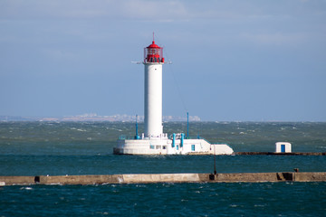 lighthouse at sea harbour, Odessa seaport entrance