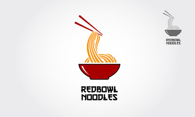 The Red bowl Noodles logo templates, suitable for any business related to ramen, noodles, fast food restaurants, Korean food, Japanese food or any other business on a white background.