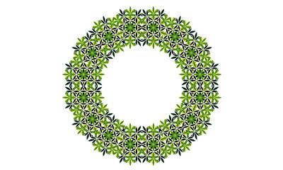 Green and black vector mandala frame