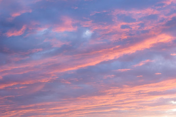 Dramatic sunset sky background, twilight pink and purple colors