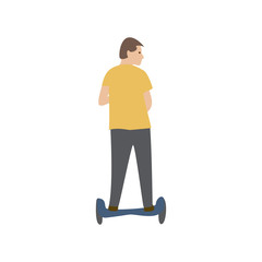 Young man rides on a gyroboard.Vector illustration in a  isolated on white background. - 322510828
