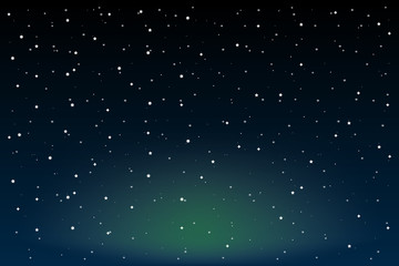 Northern lights. Night shining starry sky with star and forest. Blue space background with stars flash,