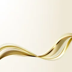 Papier Peint photo Lavable Vague abstraite Lignes ondulées dorées. Fond de vecteur or vague. Conception de brochure, site web, bannière