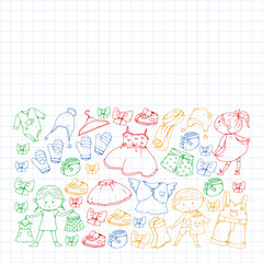 Children clothes. Background for babies, kids patterns.
