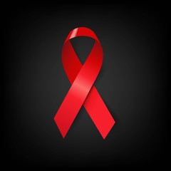 Aids Day Symbol Red Ribbon Black Poster