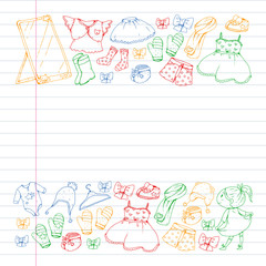 Fototapeta premium Children clothes. Background for babies, kids patterns.