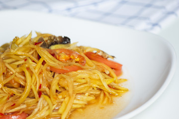 Papaya salad, spicy food, Thai food concept