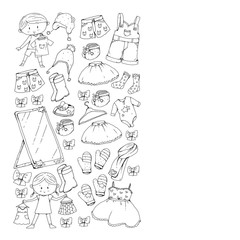 Children clothes. Background for babies, kids patterns.