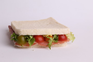 Spanish serrano ham sandwich with tomato and lettuce