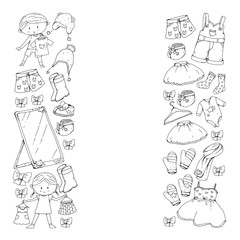 Children clothes. Background for babies, kids patterns.