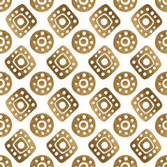 Ethnic gold hand painted seamless pattern. Abstract african golden background. Tribal aztec texture.