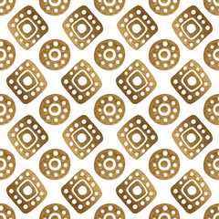 Ethnic gold hand painted seamless pattern. Abstract african golden background. Tribal aztec texture.