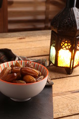 Moroccan dates in color background