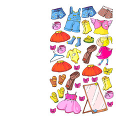 Children clothes. Background for babies, kids patterns.