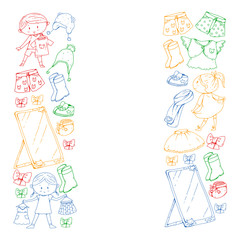 Children clothes. Background for babies, kids patterns.