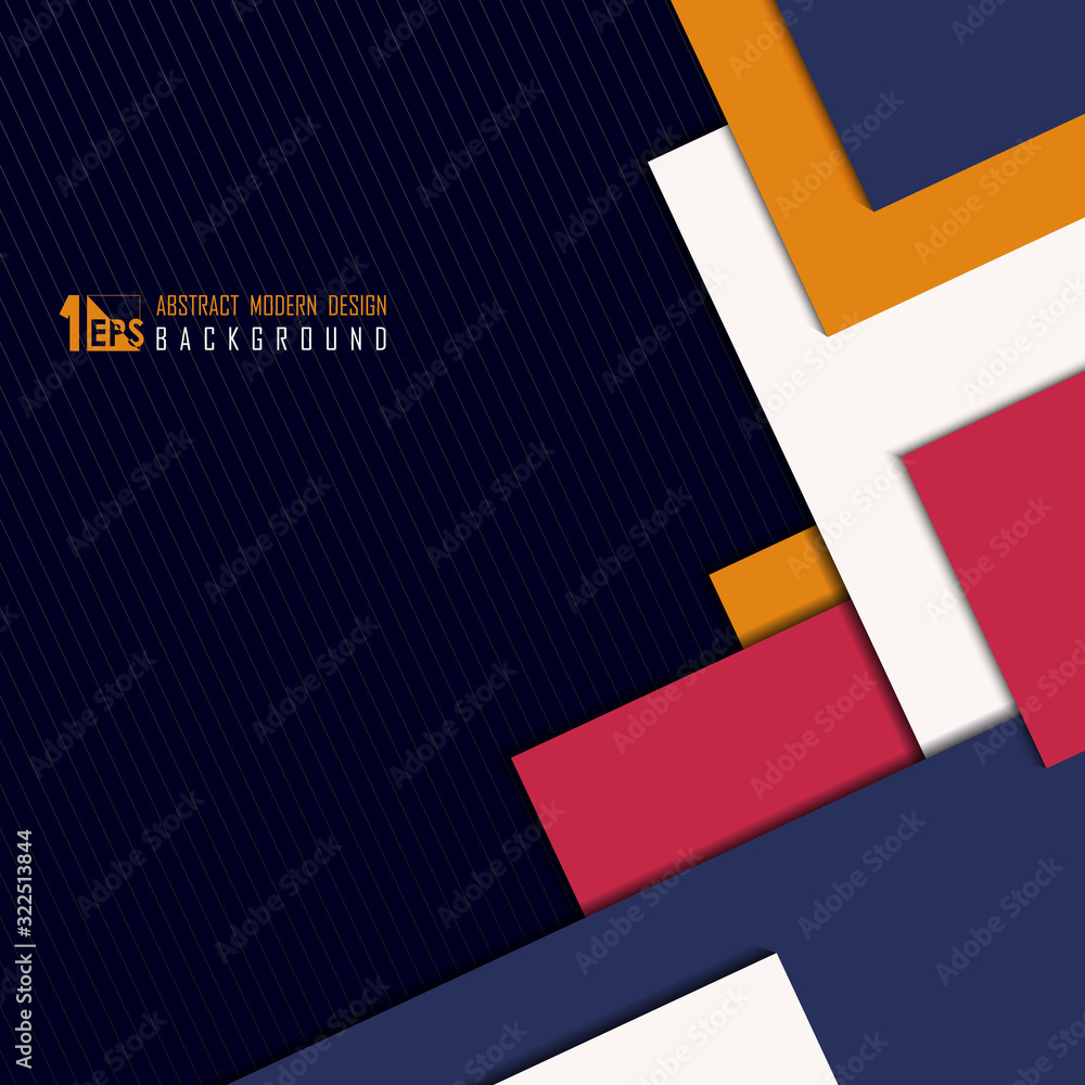 Poster abstract of technology overlap color square layers pattern on dark blue background. illustration vec