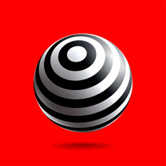 Black white striped sphere-23