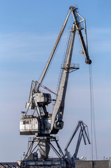 Old cargo crane on the Danube bank