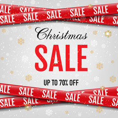 Christmas Promotional Sale Ribbon White Background
