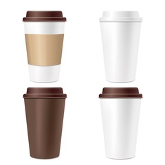 Coffee Cup Set Isolated White Background