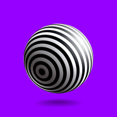 Black white striped sphere