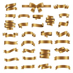 Ribbon Collection Isolated White Background.Collection Isolated White Background