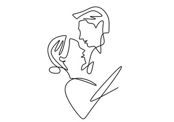 Cute couple in love. Continuous one line drawing. Vector illustration romantic moment between man and woman.