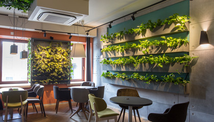 Living wall plant decoration shelves on the wall