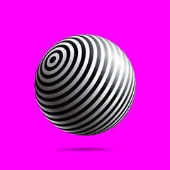 Black white striped sphere-52