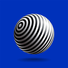 Black white striped sphere-62