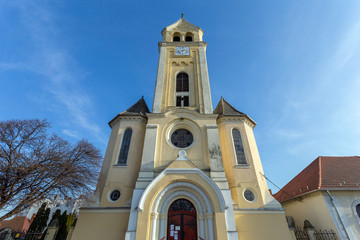 Calvinist church in Komarom, Hungary.