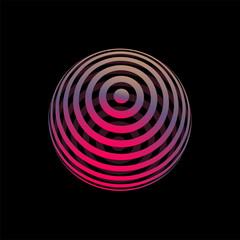 Color logo design, abstract concept of 3D icon. Colorful dimensional globe, earth, world. Modern isolated decorative element.