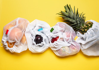 Eco shopping bags with fruits