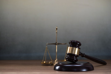Law symbols composition on vintage background