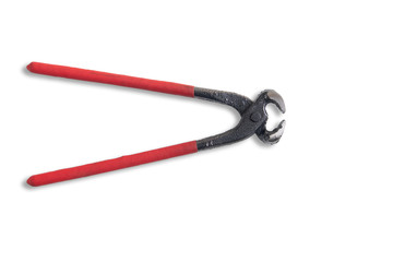red wire pliers on a white background