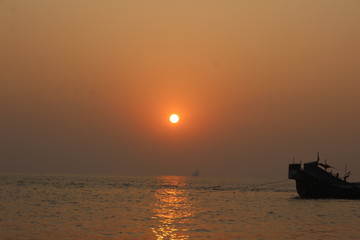 Fototapeta na wymiar Sunset in St. Martin's Island