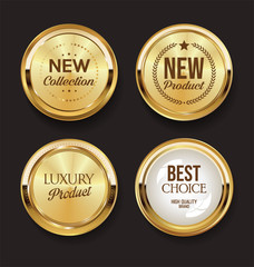 Retro vintage golden badges and labels collection 