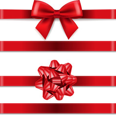 Red Bows Collection Isolated White Background