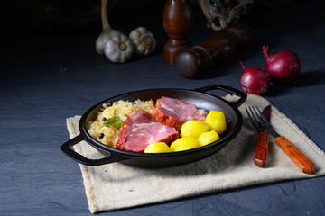 boiled sauerkraut and delicious saddle of pork