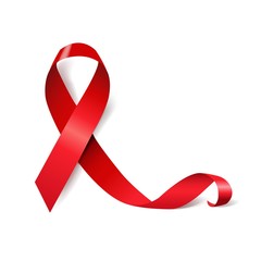 Red Ribbon Aids Day Illustration - obrazy, fototapety, plakaty